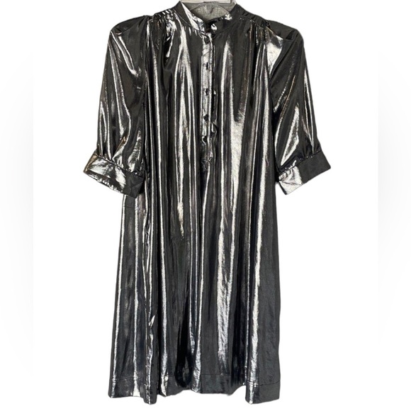 Zadig & Voltaire Womens Silver Retouch Foil Short Sleeve Shirt Dress Siz… - Picture 1 of 14